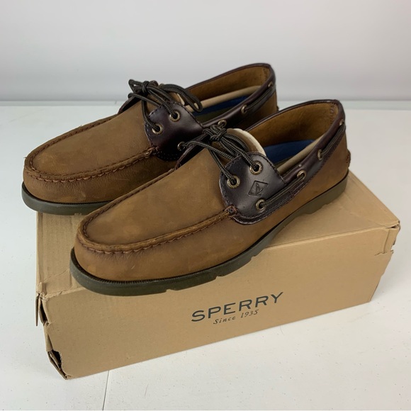 Sperry Other - Sperry Top-Sider Men Size 10 Leeward 2-Eye Brown Buck Boat Shoes Slip On Leather